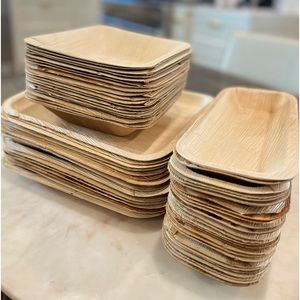 Bamboo plate sets.  Great for picnics and backyard BBQ